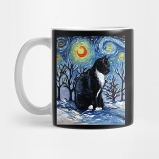 Winter Night - Tuxedo Cat Mug